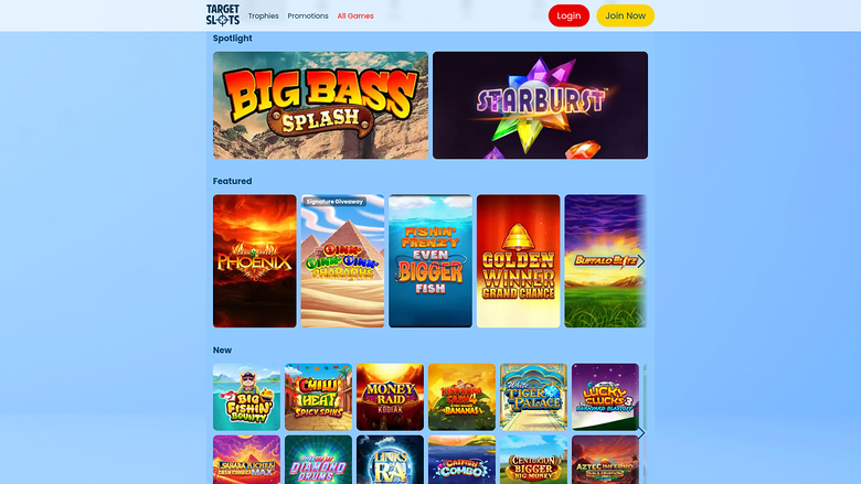 Target Slots — Games lobby