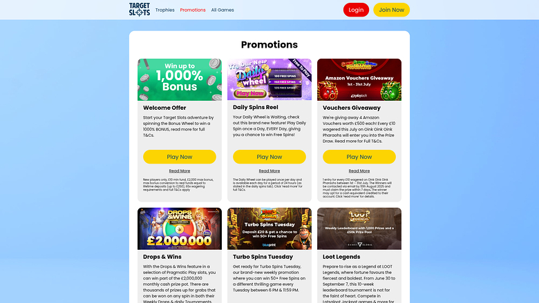 Target Slots — Promotions page