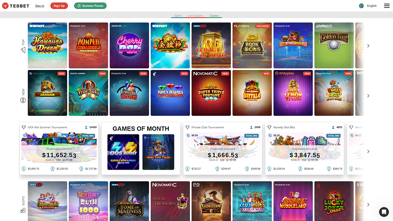 TedBet Casino — Games lobby