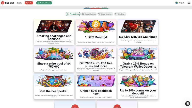 TedBet Casino — Promotions page