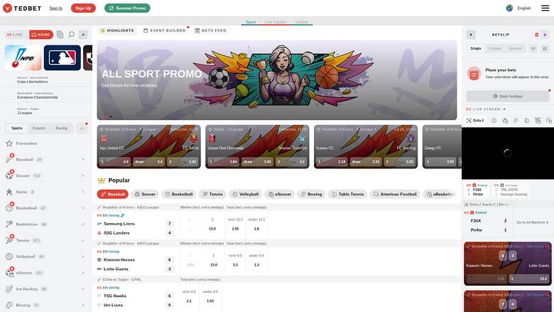 TedBet Casino — Sportsbook