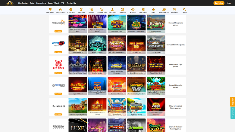 Temple Nile Casino — Games by studio