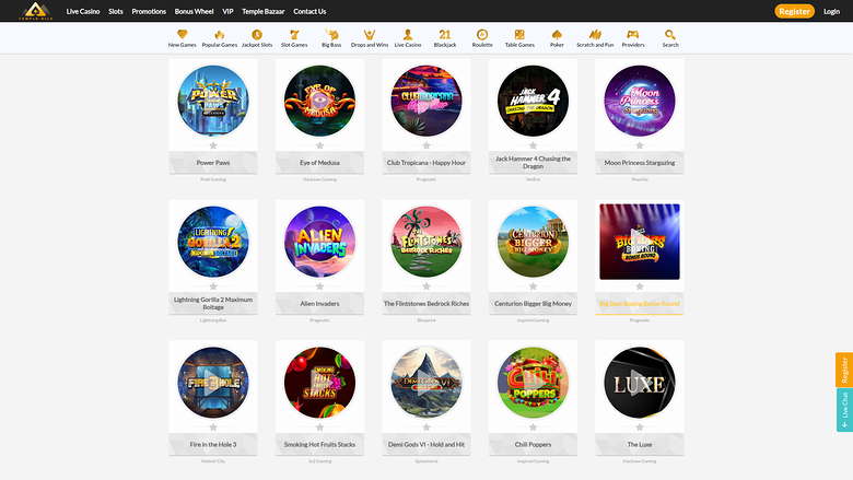 Temple Nile Casino — Games lobby