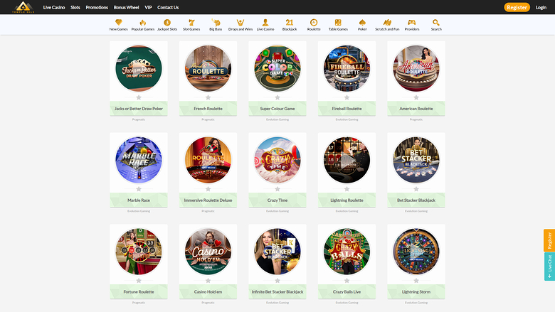 Temple Nile Casino — Live dealer lobby