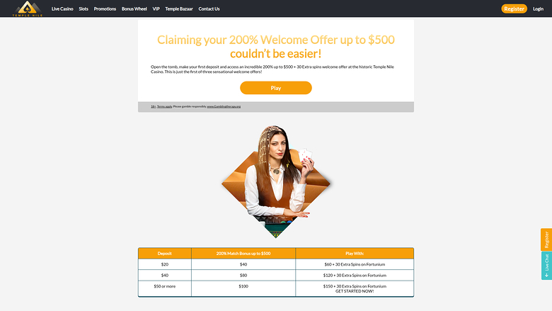 Temple Nile Casino — Promotions page