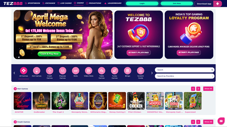 Tez888 Casino — Games lobby