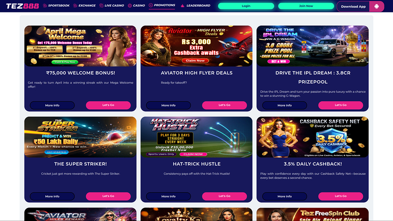 Tez888 Casino — Promotions page