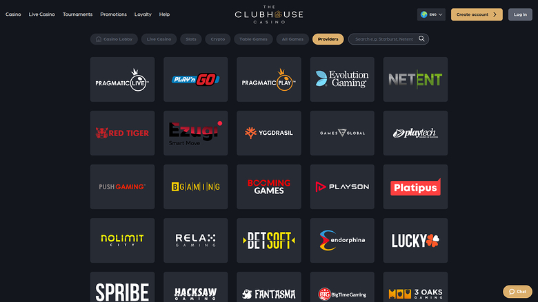 The Club House Casino — Games by studio