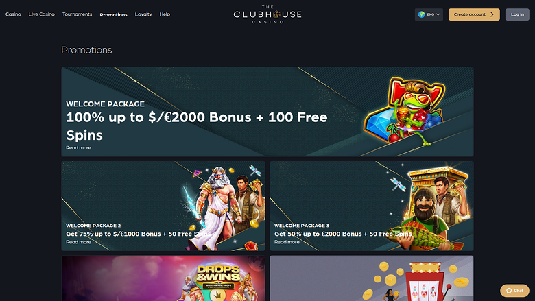 The Club House Casino — Promotions page
