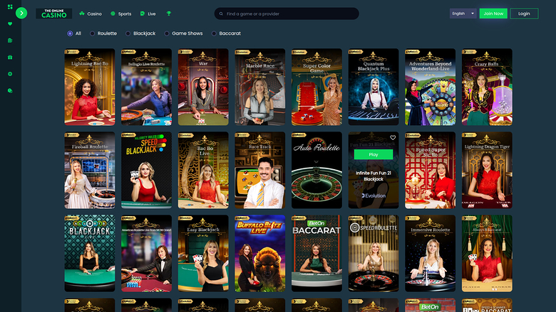 The Online Casino — Live dealer lobby