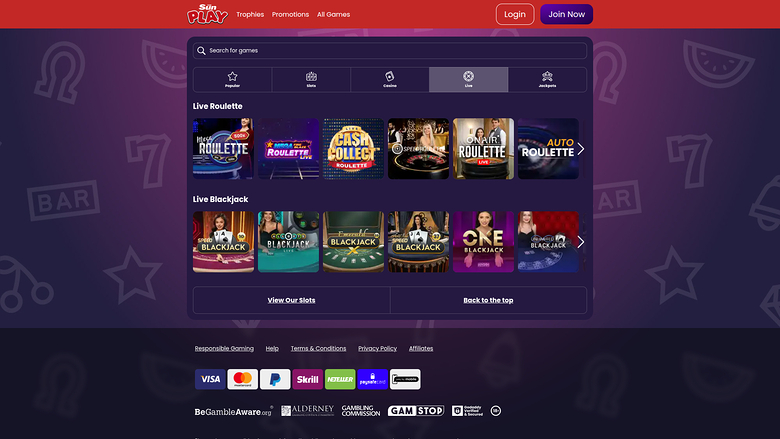 The Sun Play Casino — Live dealer lobby