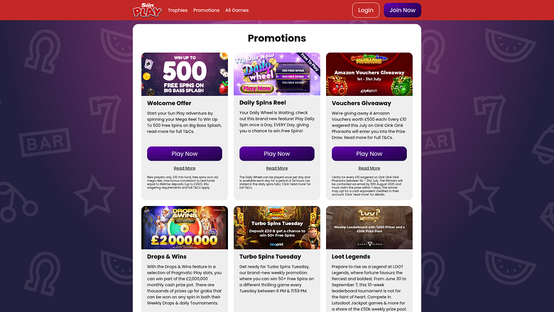 The Sun Play Casino — Promotions page