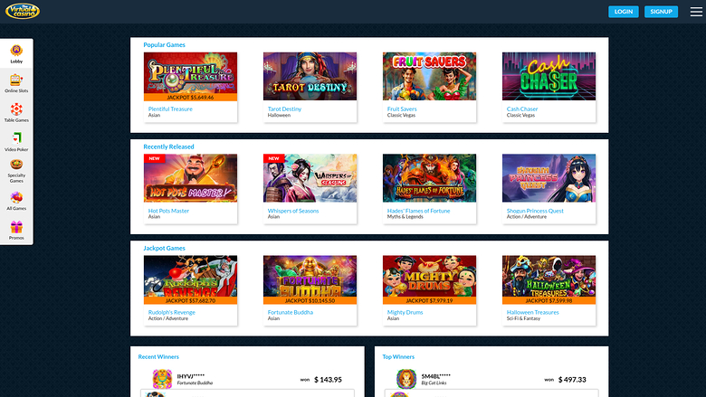 The Virtual Casino — Games lobby