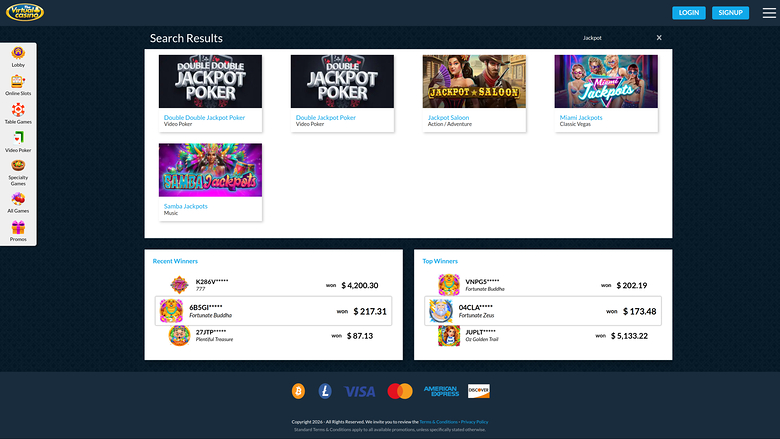 The Virtual Casino — Jackpot games