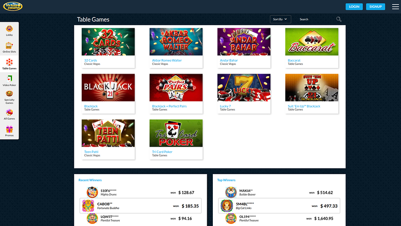 The Virtual Casino — Games lobby