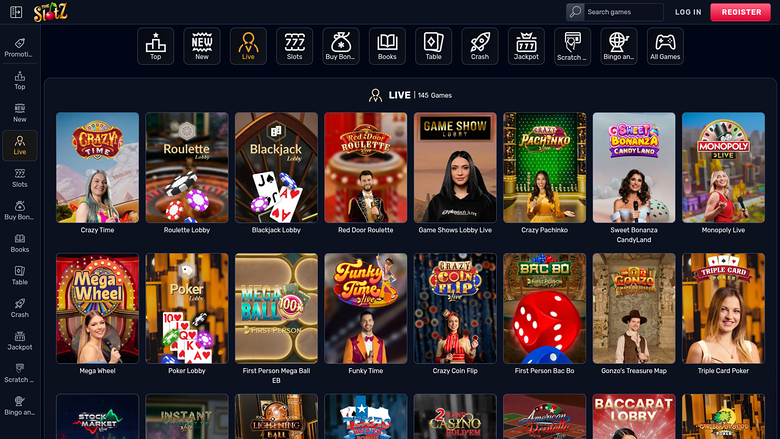 TheSlotz Casino — Live dealer lobby