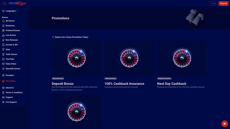 This Is Vegas — Promotions page