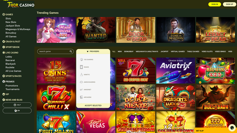 Thor Casino — Games by studio