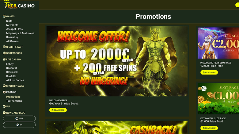 Thor Casino — Promotions page