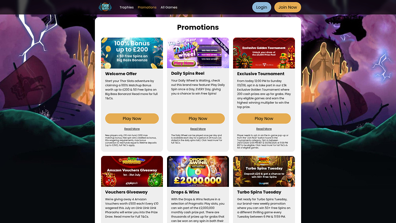 Thor Slots Casino — Promotions page