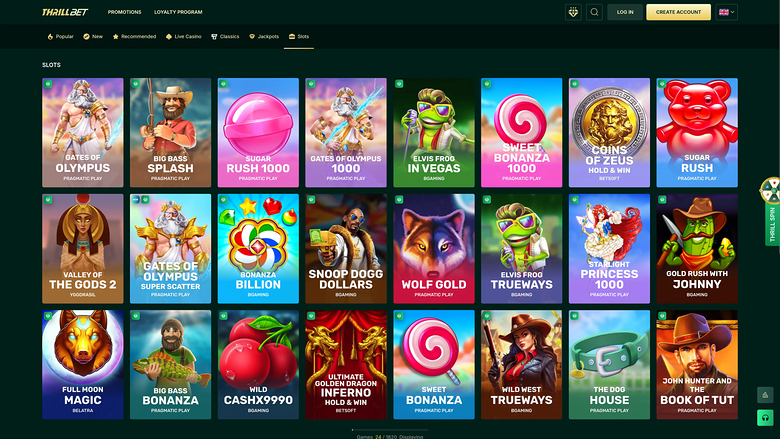 Thrillbet Casino — Games lobby