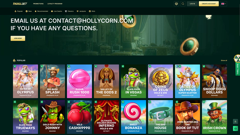 Thrillbet Casino — Homepage