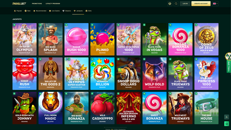 Thrillbet Casino — Jackpot games