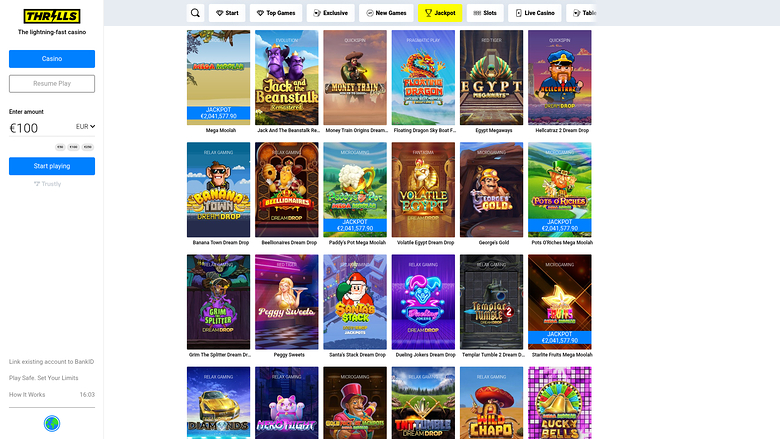 Thrills Casino — Jackpot games
