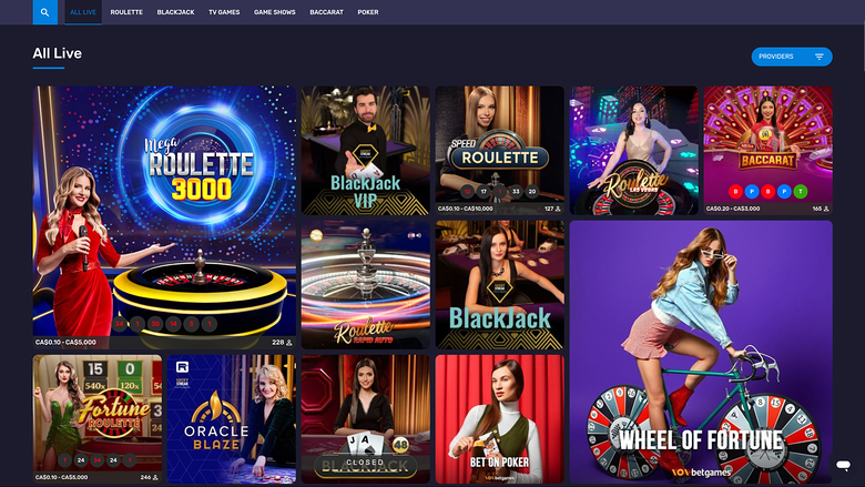 Thrillsy — Live dealer lobby