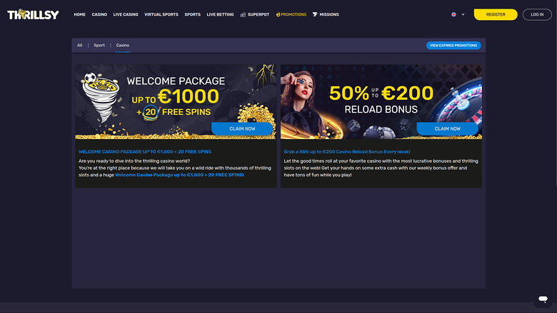 Thrillsy — Promotions page