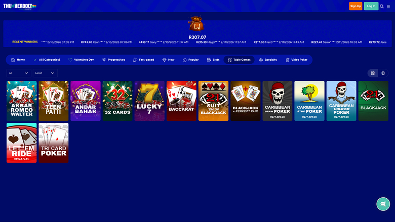 Thunderbolt Casino — Games lobby