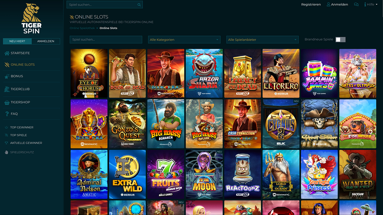 TigerSpin Casino — Games lobby
