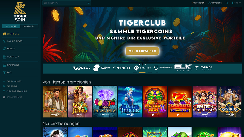 TigerSpin Casino — Homepage