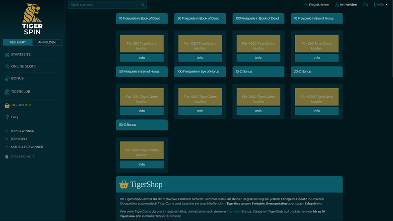 TigerSpin Casino — Shop
