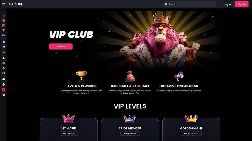 Tip Top Casino — VIP section