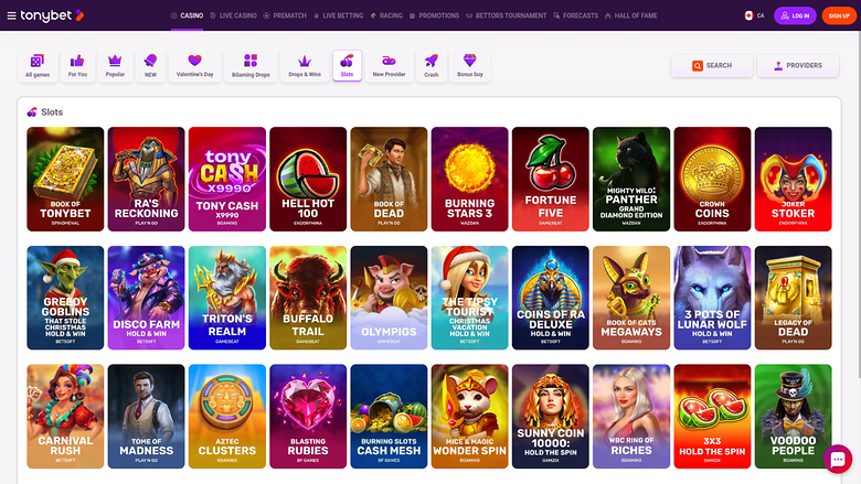 TonyBet Casino — Games lobby