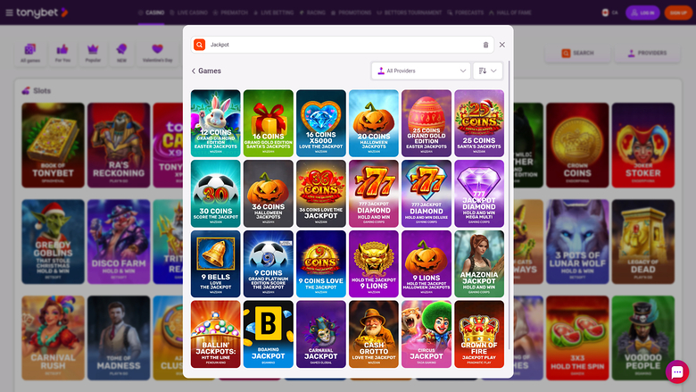 TonyBet Casino — Jackpot games