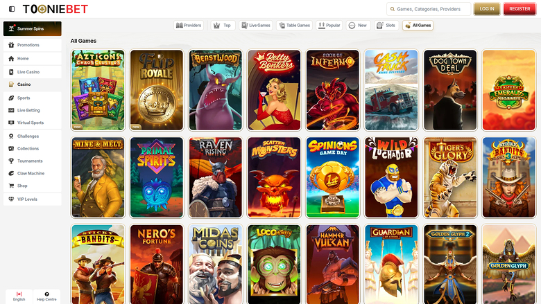ToonieBet Casino — Games lobby