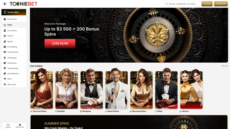 ToonieBet Casino — Homepage