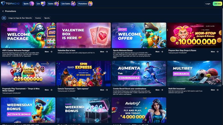 Topacio Casino — Promotions page