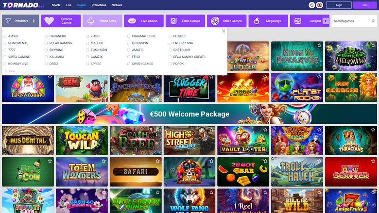 Tornadobet Casino — Games by studio