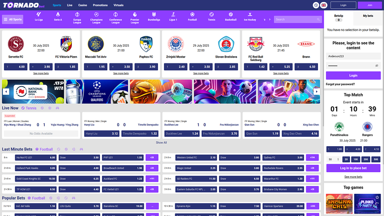 Tornadobet Casino — Homepage