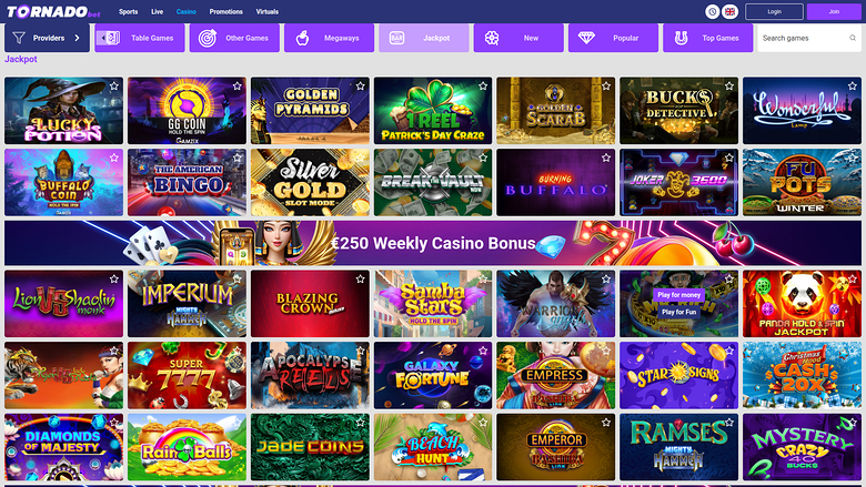 Tornadobet Casino — Jackpot games