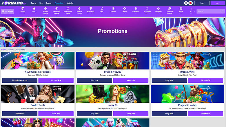 Tornadobet Casino — Promotions page