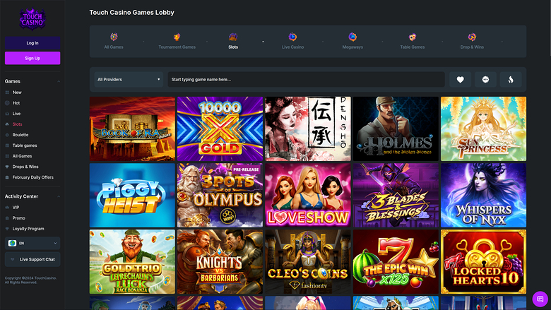 Touch Casino — Games lobby
