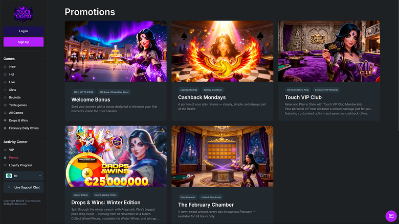 Touch Casino — Promotions page