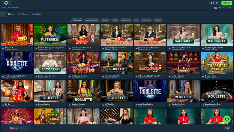 Toxi Casino — Live dealer lobby