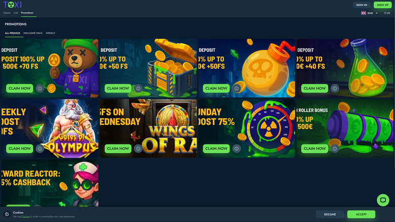 Toxi Casino — Promotions page