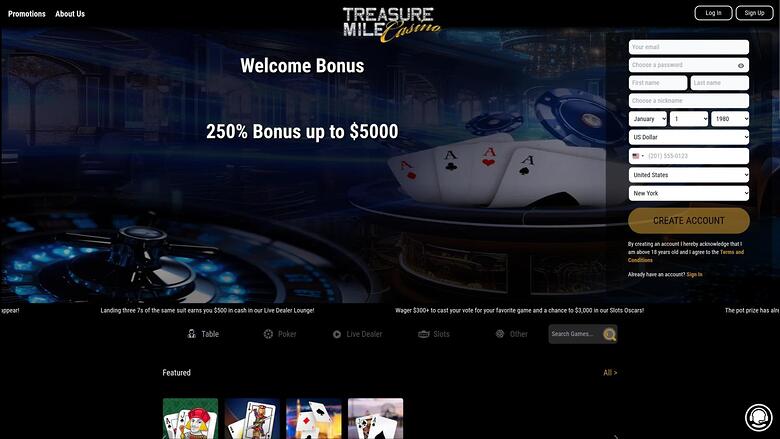 Treasure Mile Casino — Homepage