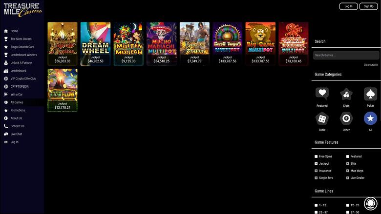 Treasure Mile Casino — Jackpot games